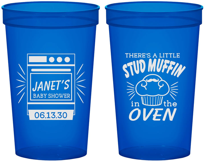 Custom Baby Shower 22 oz Translucent Cups - Stud Muffin | 90182