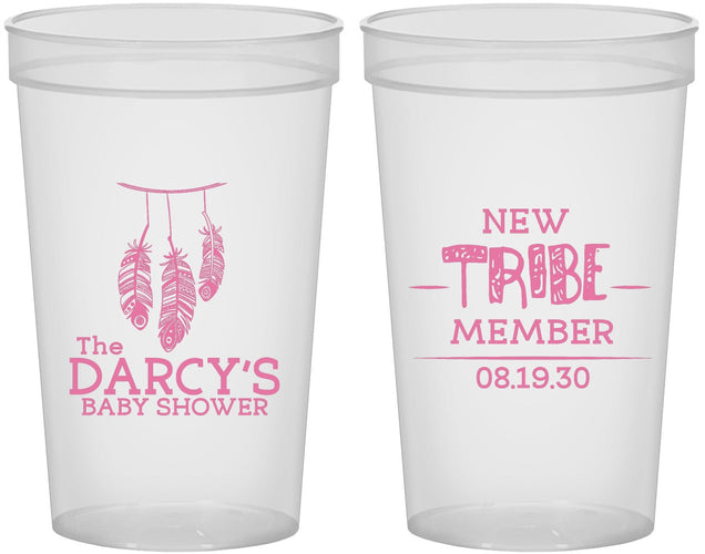 Custom Baby Shower 22 oz Translucent Cups - Tribe Member | 90183