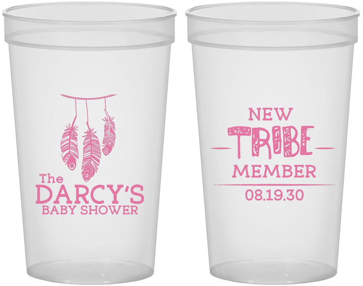 Custom Baby Shower 22 oz Translucent Cups - Tribe Member | 90183