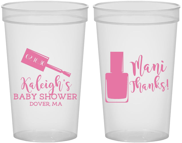 Custom Baby Shower 22 oz Translucent Cups - Mani Thanks | 90184
