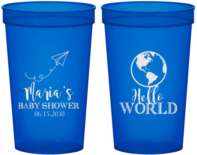Custom Baby Shower 22 oz Translucent Cups - Hello World | 90185