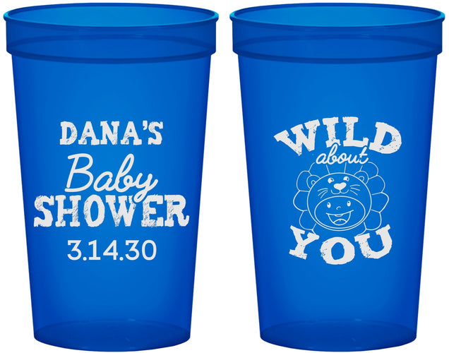 Custom Baby Shower 22 oz Translucent Cups - Lion Wild About You | 90186