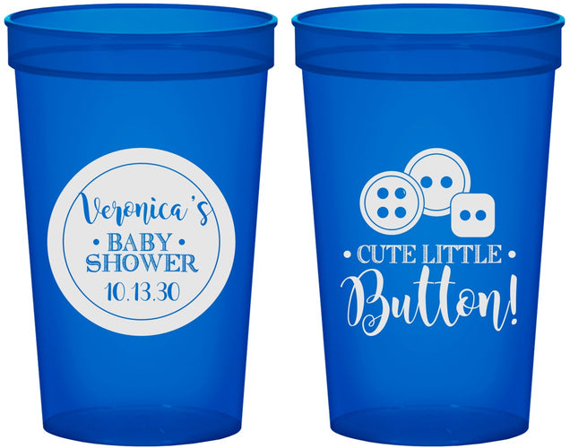 Custom Baby Shower 22 oz Translucent Cups - Cute Little Button | 90189