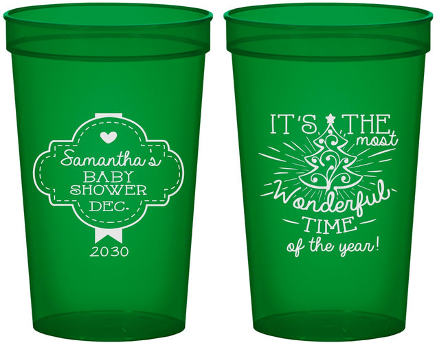 Custom Baby Shower 22 oz Translucent Cups - Christmas | 90190
