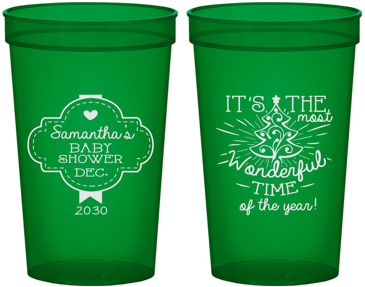 Custom Baby Shower 22 oz Translucent Cups - Christmas | 90190