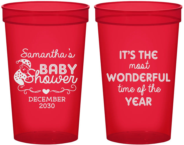 Custom Baby Shower 22 oz Translucent Cups - Christmas | 90191