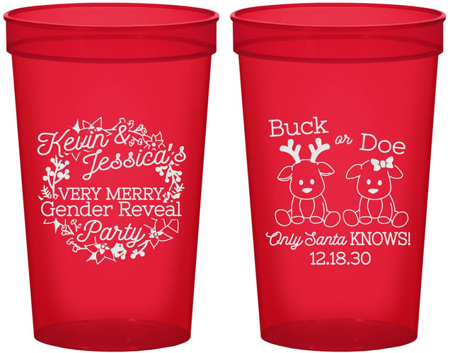Custom Baby Shower 22 oz Translucent Cups - Christmas Gender Reveal | 90193