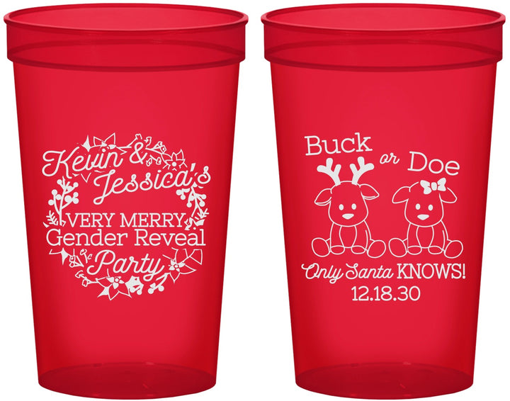 Custom Baby Shower 22 oz Translucent Cups - Christmas Gender Reveal | 90193