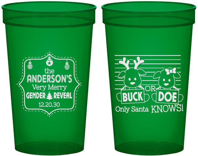 Custom Baby Shower 22 oz Translucent Cups - Christmas Gender Reveal | 90194