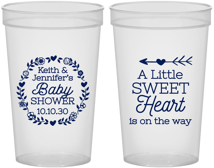 Custom Baby Shower 22 oz Translucent Cups - Little Sweet Heart | 90195