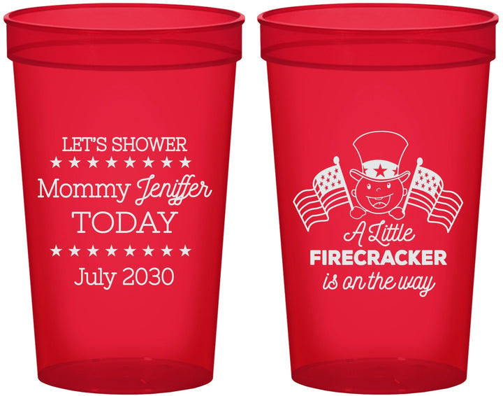Custom Baby Shower 22 oz Translucent Cups - Little Firecracker | 90198