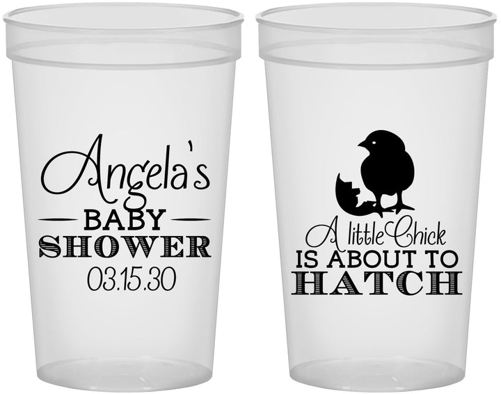 Custom Baby Shower 22 oz Translucent Cups - Chick About To Hatch | 90199