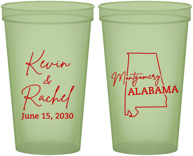 Custom Wedding 22 oz Glow In The Dark Cups - Alabama | 100