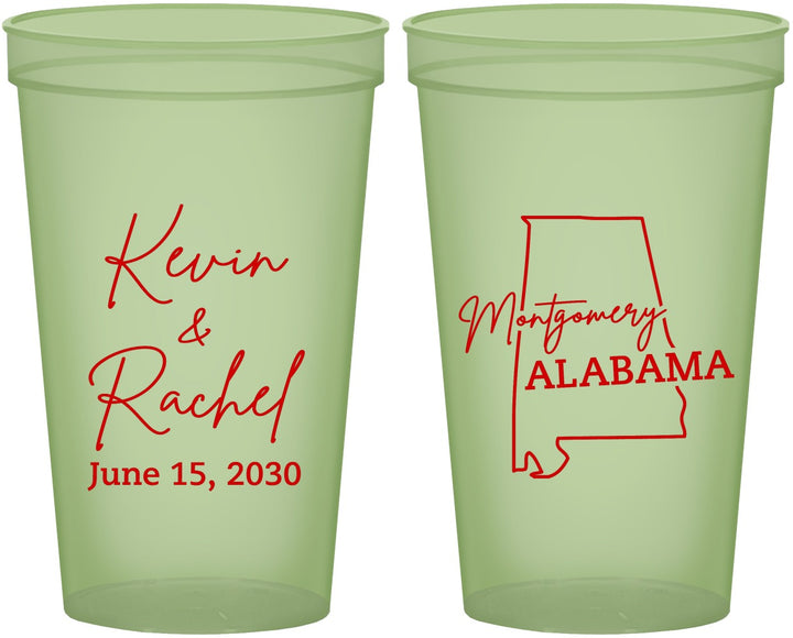Custom Wedding 22 oz Glow In The Dark Cups - Alabama | 100