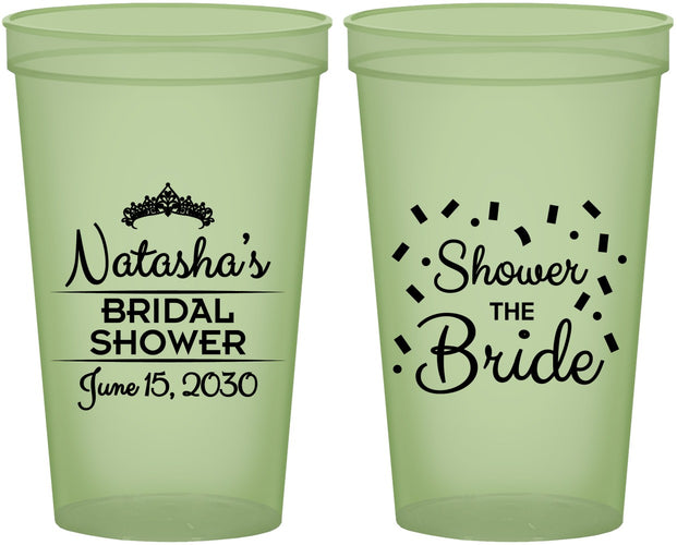 Custom Bridal Shower 22 oz Glow In The Dark Cups - Shower The Bride | 100001