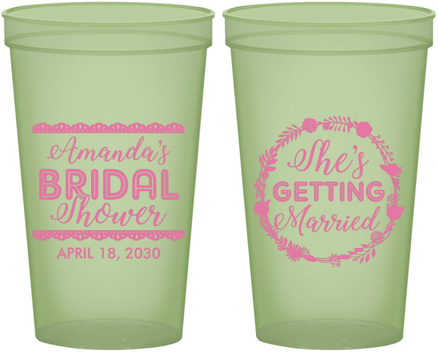 Custom Bridal Shower 22 oz Glow In The Dark Cups - She's Getting Married | 100003