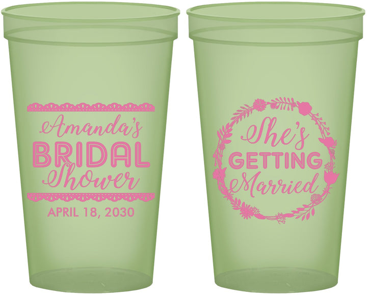 Custom Bridal Shower 22 oz Glow In The Dark Cups - She's Getting Married | 100003