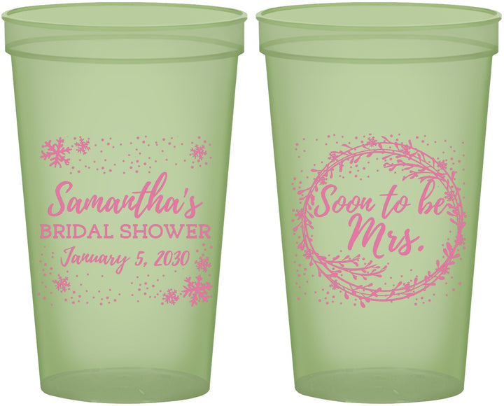 Custom Bridal Shower 22 oz Glow In The Dark Cups - Soon To Be Mrs | 100004