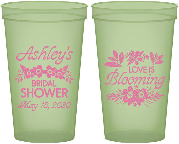 Custom Bridal Shower 22 oz Glow In The Dark Cups - Love Is Blooming | 100007