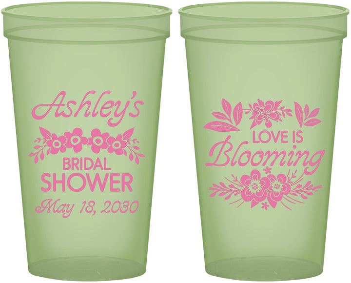 Custom Bridal Shower 22 oz Glow In The Dark Cups - Love Is Blooming | 100007