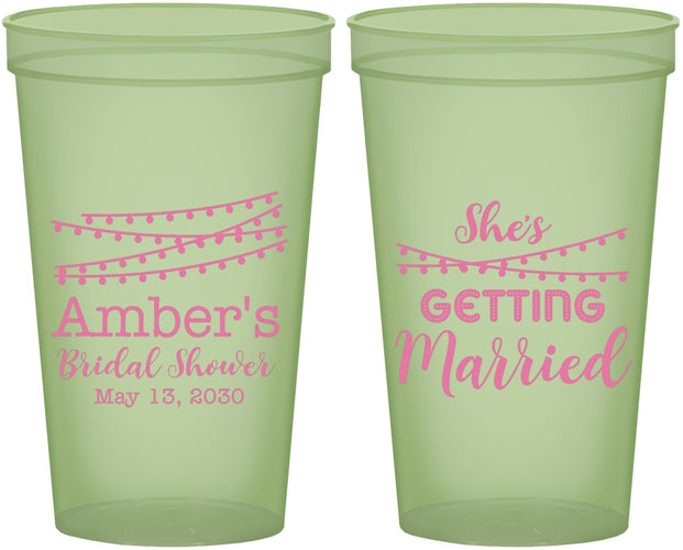Custom Bridal Shower 22 oz Glow In The Dark Cups - She's Getting Married | 100008