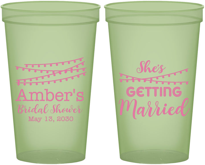 Custom Bridal Shower 22 oz Glow In The Dark Cups - She's Getting Married | 100008