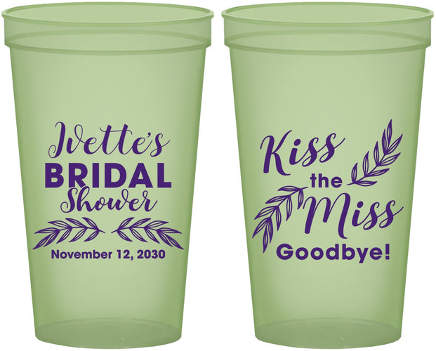 Custom Bridal Shower 22 oz Glow In The Dark Cups - Kiss The Miss Goodbye | 100010