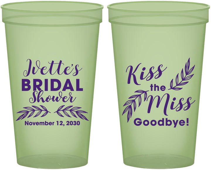 Custom Bridal Shower 22 oz Glow In The Dark Cups - Kiss The Miss Goodbye | 100010