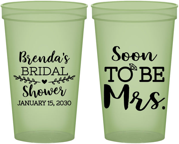 Custom Bridal Shower 22 oz Glow In The Dark Cups - Soon To Be Mrs | 100013