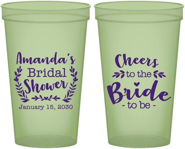 Custom Bridal Shower 22 oz Glow In The Dark Cups - Cheers To The Bride | 100014