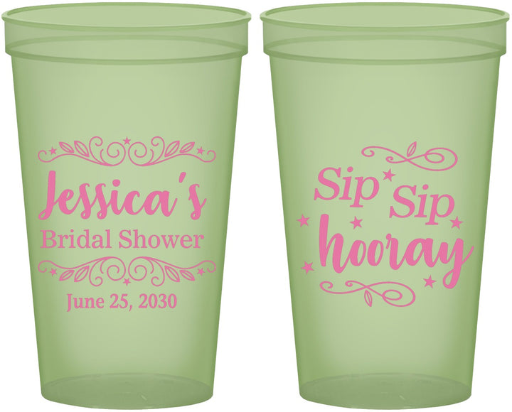 Custom Bridal Shower 22 oz Glow In The Dark Cups - Sip Sip Hooray | 100016