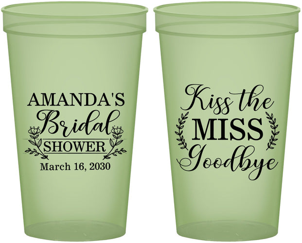 Custom Bridal Shower 22 oz Glow In The Dark Cups - Kiss The Miss Goodbye | 100017