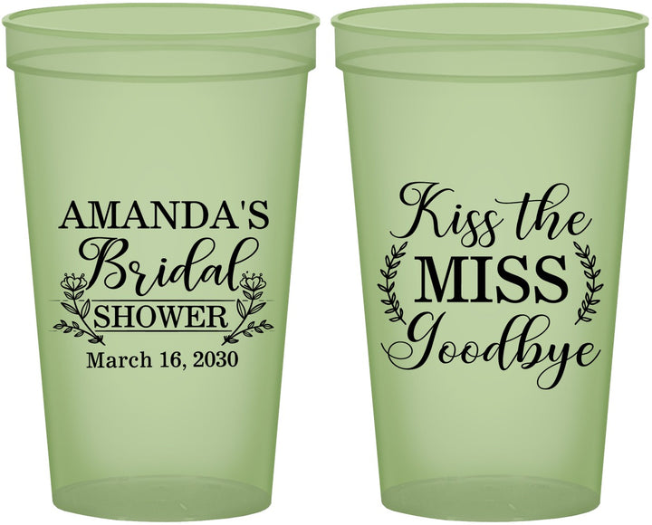 Custom Bridal Shower 22 oz Glow In The Dark Cups - Kiss The Miss Goodbye | 100017