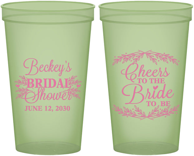 Custom Bridal Shower 22 oz Glow In The Dark Cups - Cheers To The Bride | 100019