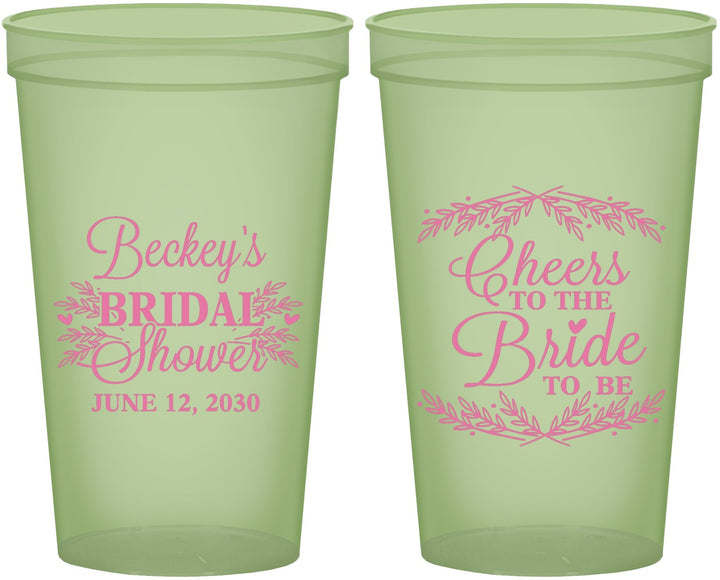Custom Bridal Shower 22 oz Glow In The Dark Cups - Cheers To The Bride | 100019