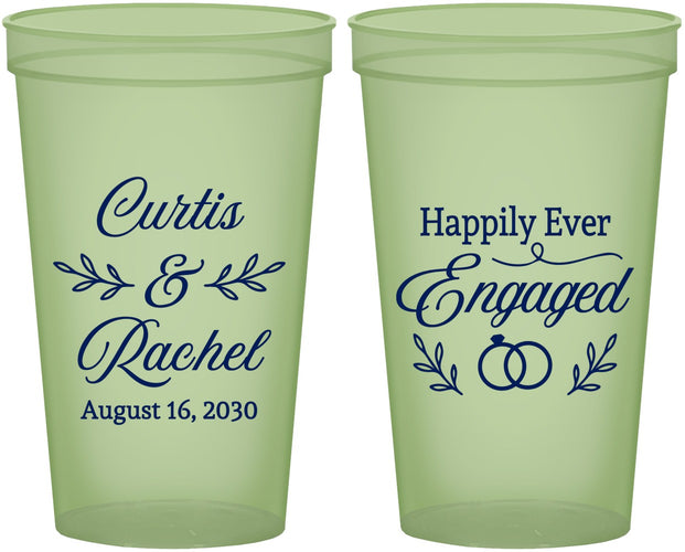 Custom Engagement 22 oz Glow In The Dark Cups - Happily Ever Engaged | 10004