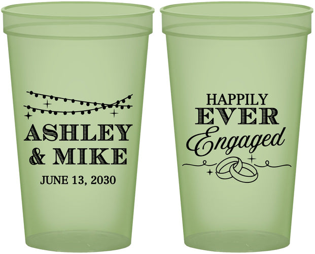 Custom Engagement 22 oz Glow In The Dark Cups - Happily Ever Engaged | 10006