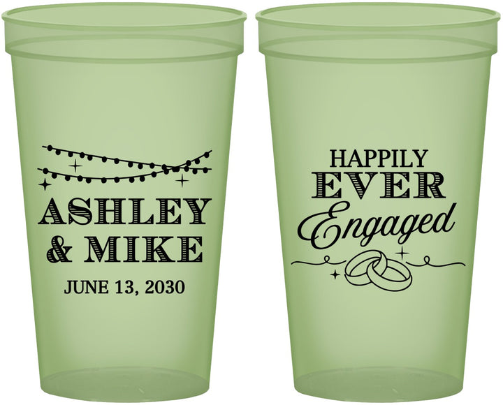 Custom Engagement 22 oz Glow In The Dark Cups - Happily Ever Engaged | 10006