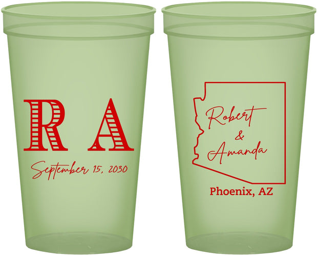 Custom Wedding 22 oz Glow In The Dark Cups - Arizona | 102
