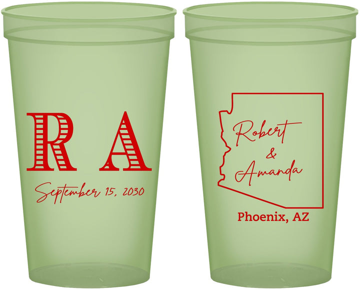 Custom Wedding 22 oz Glow In The Dark Cups - Arizona | 102