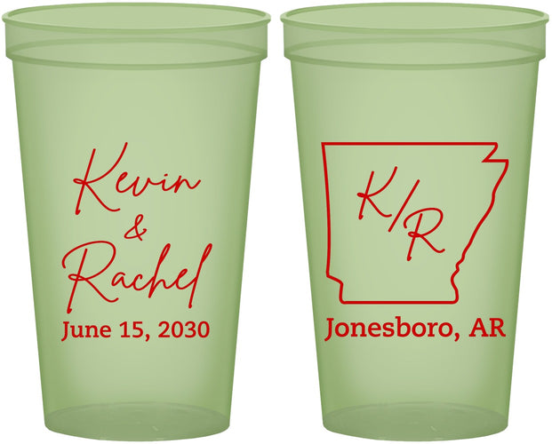 Custom Wedding 22 oz Glow In The Dark Cups - Arkansas | 103