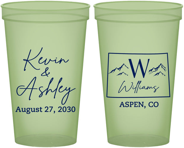 Custom Wedding 22 oz Glow In The Dark Cups - Colorado | 105