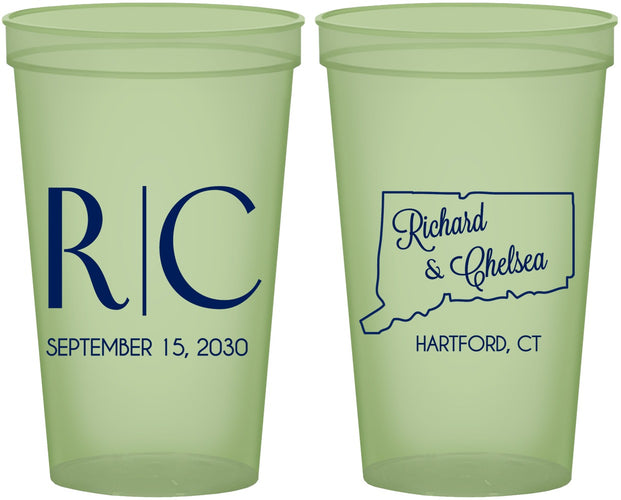 Custom Wedding 22 oz Glow In The Dark Cups - Connecticut | 106