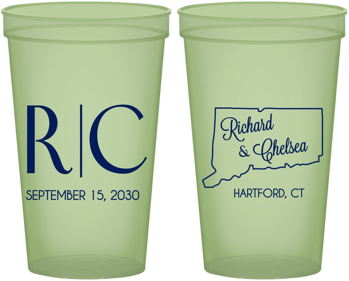 Custom Wedding 22 oz Glow In The Dark Cups - Connecticut | 106