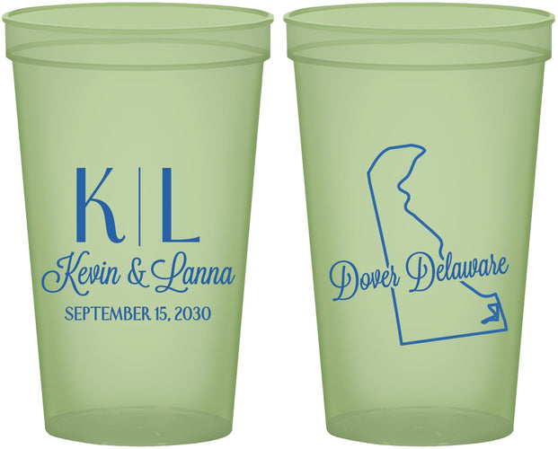 Custom Wedding 22 oz Glow In The Dark Cups - Delaware | 107