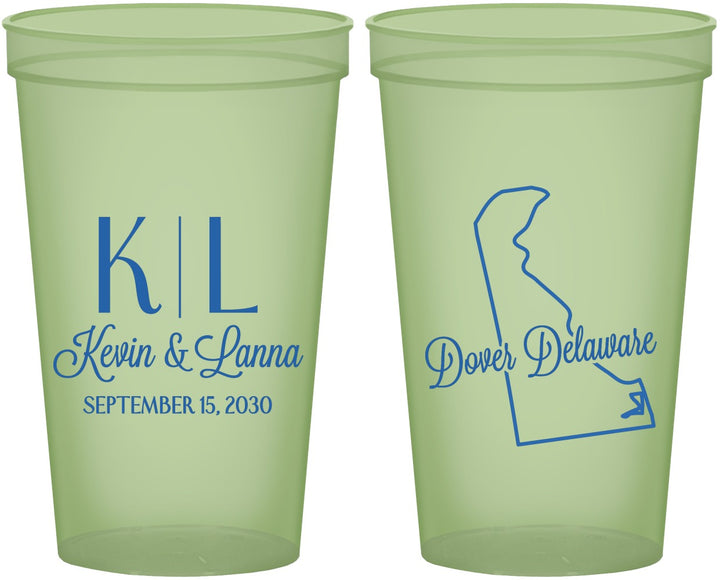 Custom Wedding 22 oz Glow In The Dark Cups - Delaware | 107