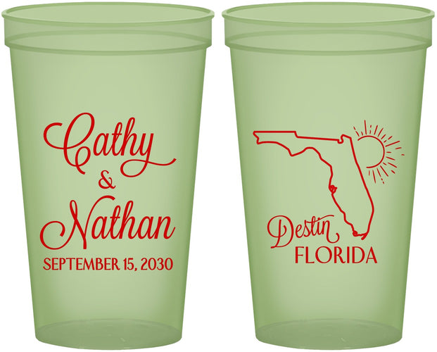 Custom Wedding 22 oz Glow In The Dark Cups - Florida | 108
