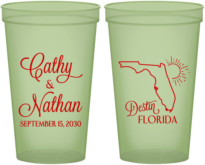 Custom Wedding 22 oz Glow In The Dark Cups - Florida | 108