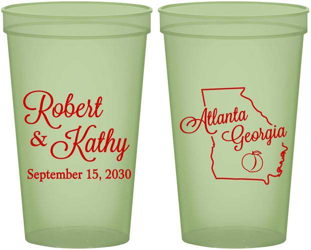 Custom Wedding 22 oz Glow In The Dark Cups - Georgia | 109