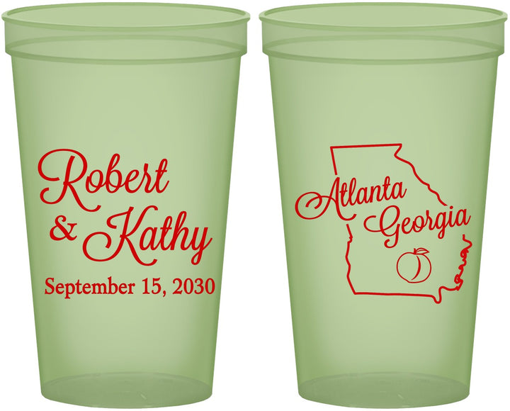 Custom Wedding 22 oz Glow In The Dark Cups - Georgia | 109